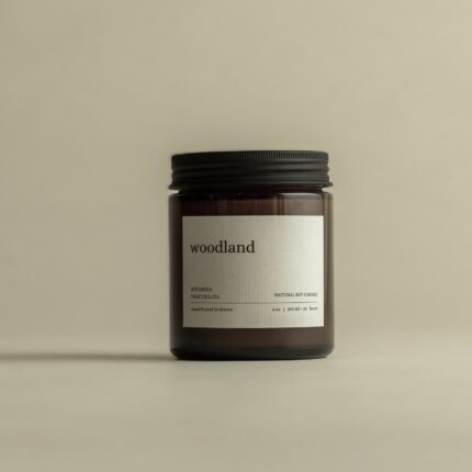 woodlandsoynaturalcandlewoodenwickamberglassjar